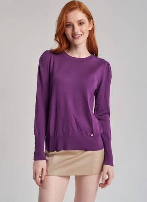 Megztinis centrinė iškirptė ilgos rankovės violetinis LA PETITE ETOILE moteris