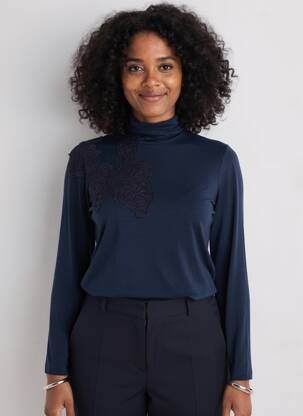 Viršūnė ilgos rankovės ilgos rankovės mėlyna TRICOT CHIC moteris