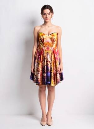Trumpa suknelė be rankų be rankų oranžinė ALEXANDER MCQUEEN moteris