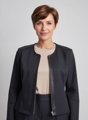 Kasdienis švarkas apvalus kaklas juodas GEVANA moteris