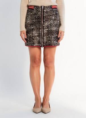 Trumpas sijonas elastinė dydis rudas TRICOT CHIC moteris