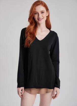 Megztinis centrinė iškirptė ilgos rankovės juodas YELLOW LABEL moteris