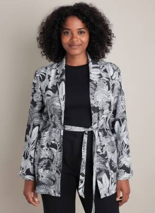 Kimono striukė ilgos rankovės juodas YESTA moteris