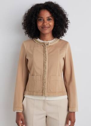 Kasdienis švarkas apvalus kaklas rudas LIU JO moteris