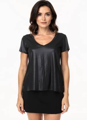 T-marškinys tiesi kirpimas trumpas rankovės juodas VINTAGE DRESSING moteris
