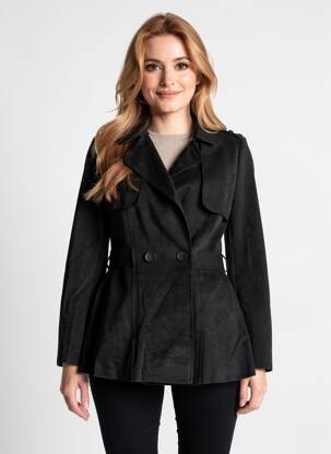 Paltas kišenės be gobtuvų juodas HF WOMAN COLLECTION moteris