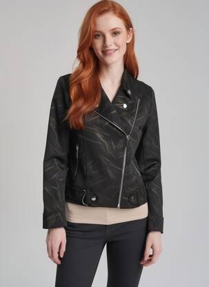 Kasdienis švarkas kraštas su apykakle juodas H F WOMAN COLLECTION moteris