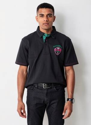 Polo jersey audinys trumpas rankovės juodas RUCKFIELD vyras