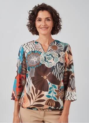 Bluzonai gėlių raštas 3/4 rankovės žalias CHRISTINE LAURE moteris
