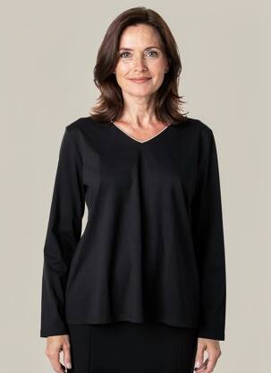 T-marškinys ilgos rankovės ilgos rankovės juodas JULIE GUERLANDE moteris