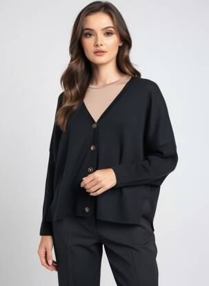 Ilgų rankovių liemenė apatinė dalis siaura juodas ABSOLUT CASHMERE moteris