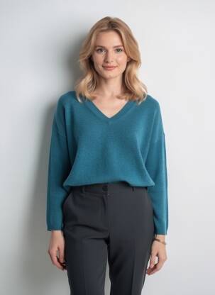 Megztinis chinamas audinys ilgos rankovės mėlyna ABSOLUT CASHMERE moteris