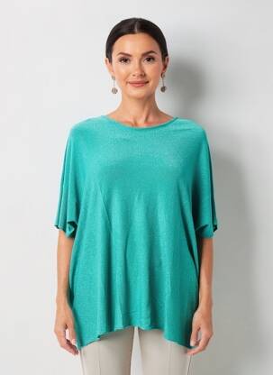 Megztinis tiesi kirpimas be rankų mėlyna D&Z FASHION moteris