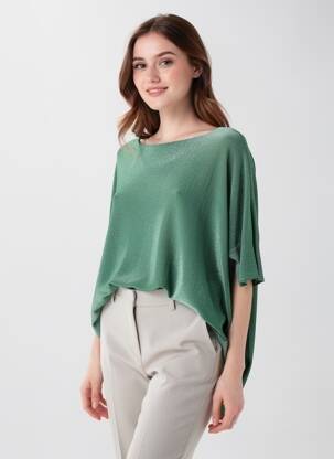 Megztinis tiesi kirpimas be rankų tamsiai žalia D&Z FASHION moteris