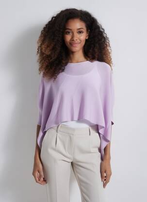 Megztinis tiesi kirpimas be rankų violetinis D&Z FASHION moteris