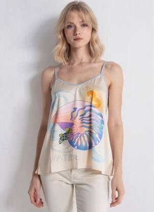 Viršūnė fantazijos raštas plonos dirželiai mėlyna ME369 moteris