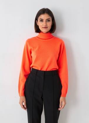 Megztinis su aukštu kaklu tamprumas ilgos rankovės oranžinė ABSOLUT CASHMERE moteris