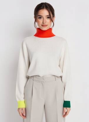 Megztinis su aukštu kaklu tamprumas ilgos rankovės bežinis ABSOLUT CASHMERE moteris