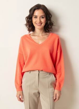 Megztinis col v ilgos rankovės oranžinė ABSOLUT CASHMERE moteris