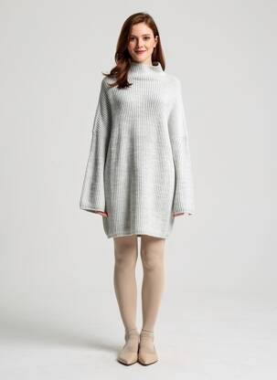 Megztinė suknelė apatinė dalis siaura ilgos rankovės pilka DRESS ADDICT moteris