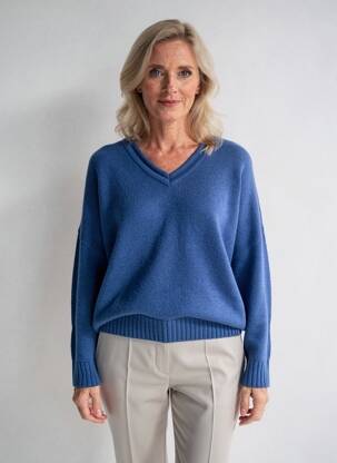 Megztinis col v ilgos rankovės mėlyna DRESS ADDICT moteris