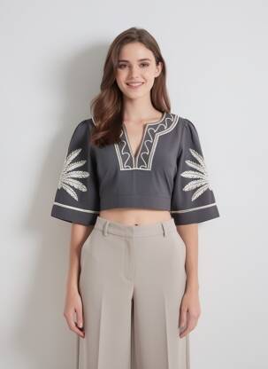 Viršūnė centrinė iškirptė 3/4 rankovės pilka SCOTCH & SODA moteris
