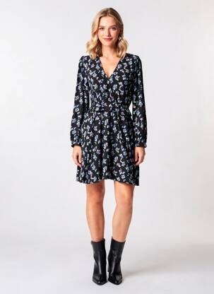Pusilgių suknelė gėlių raštas ilgos rankovės juodas SCOTCH & SODA moteris