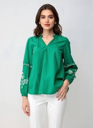 Bluzonai ilgos rankovės ilgos rankovės žalias VERO MODA moteris