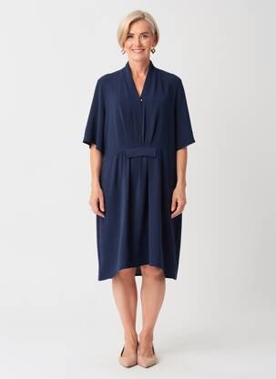 Pusilgių suknelė sklandi forma trumpas rankovės mėlyna JULIE GUERLANDE moteris
