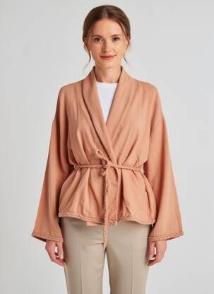 Kimono striukė ilgos rankovės rožinė NOTSHY moteris