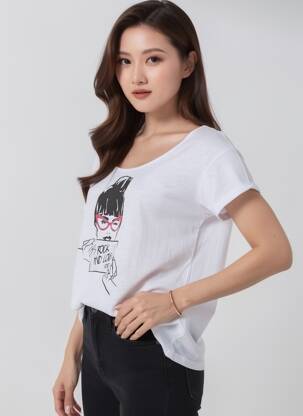 T-marškinys floqué serigrafija trumpas rankovės baltas LCOUTURE moteris