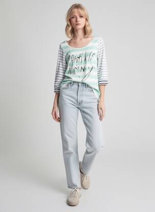 T-marškinys 3/4 rankovės 3/4 rankovės žalias MAISON SCOTCH moteris