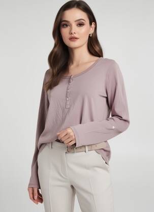 T-marškinys ilgos rankovės ilgos rankovės violetinis MAISON SCOTCH moteris