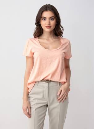 T-marškinys tamprumas trumpas rankovės rožinė MAISON SCOTCH moteris