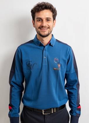 Polo ilgos rankovės ilgos rankovės mėlyna LOUIS VICTOR vyras