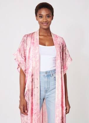 Kimono striukė col v rožinė LAUREN VIDAL moteris