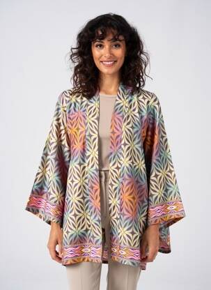 Kimono striukė ilgos rankovės mėlyna LAUREN VIDAL moteris