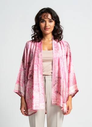 Kimono striukė ilgos rankovės rožinė LAUREN VIDAL moteris