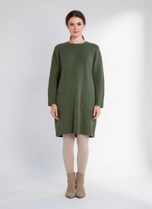 Megztinė suknelė tiesi kirpimas ilgos rankovės žalias GERARD DAREL moteris