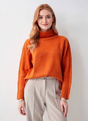 Megztinis centrinė iškirptė ilgos rankovės oranžinė BELLA JONES moteris