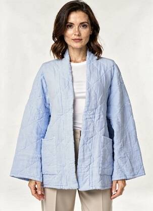 Kimono striukė ilgos rankovės mėlyna DANEFAE moteris