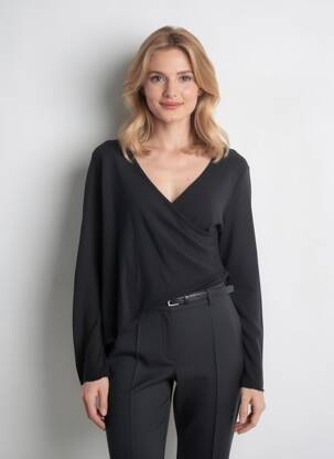 Megztinis centrinė iškirptė ilgos rankovės juodas BY BASICS moteris