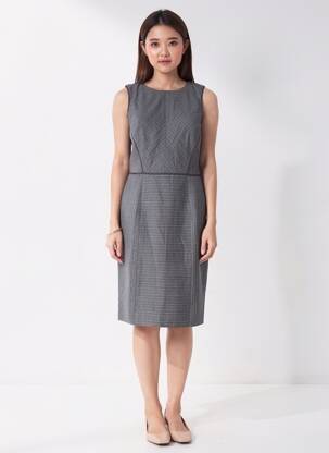 Pusilgių suknelė be rankų be rankų pilka BROOKS BROTHERS moteris