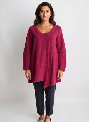 Tunikinis megztinis apvalus kaklas ilgos rankovės violetinis RHUM RAISIN moteris