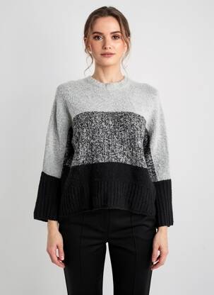 Megztinis tiesi kirpimas ilgos rankovės juodas RHUM RAISIN moteris