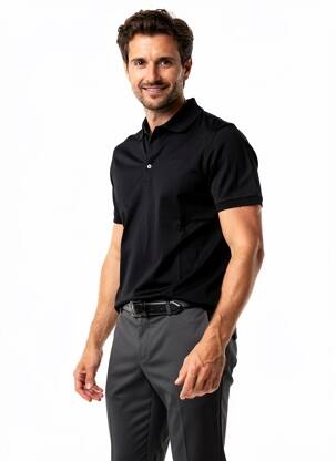 Polo jersey audinys trumpas rankovės juodas IZAC vyras