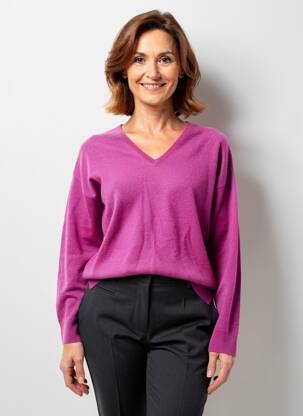 Megztinis centrinė iškirptė ilgos rankovės violetinis JULIE GUERLANDE moteris