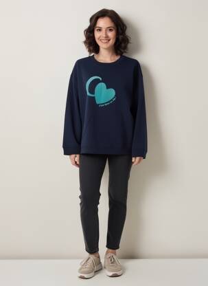 Mikroskopas floqué serigrafija ilgos rankovės mėlyna C'EST BEAU LA VIE moteris