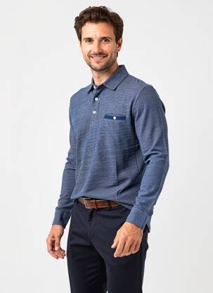 Polo ilgos rankovės ilgos rankovės mėlyna CAMBRIDGE vyras