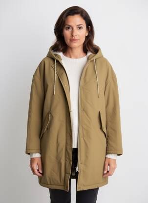 Parka ilgos rankovės su gobtuvu žalias C'EST BEAU LA VIE moteris